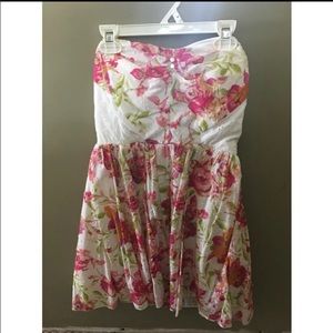 Strapless White Floral Sun Dress
